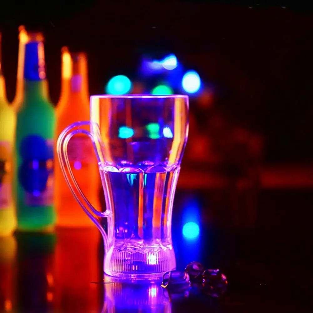 Acrylic LED Flashing Color Changing Glass | Water Activated Light-Up Beer Mug, Whiskey Cup for Parties