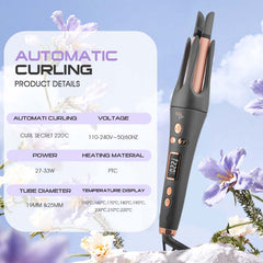 Auto Hair Curler with Ceramic-Aluminum Barrel - 360° Rotating Cord for Salon-Quality, Hair-Protecting Curls at Home