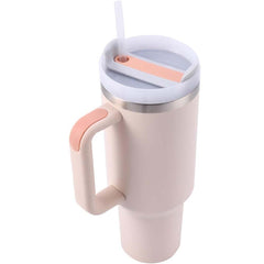 Stainless Steel Vacuum Mug with Screw Lid & Straw – Sweat-Proof, Leak-Proof Travel Flask for Hot & Cold Beverages