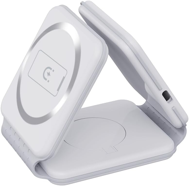 Foldable Magnet Wireless Charger | 3-in-1 Charging Bracket Stand | Compatible with iPhone, Android Phones, Watches, and AirPods
