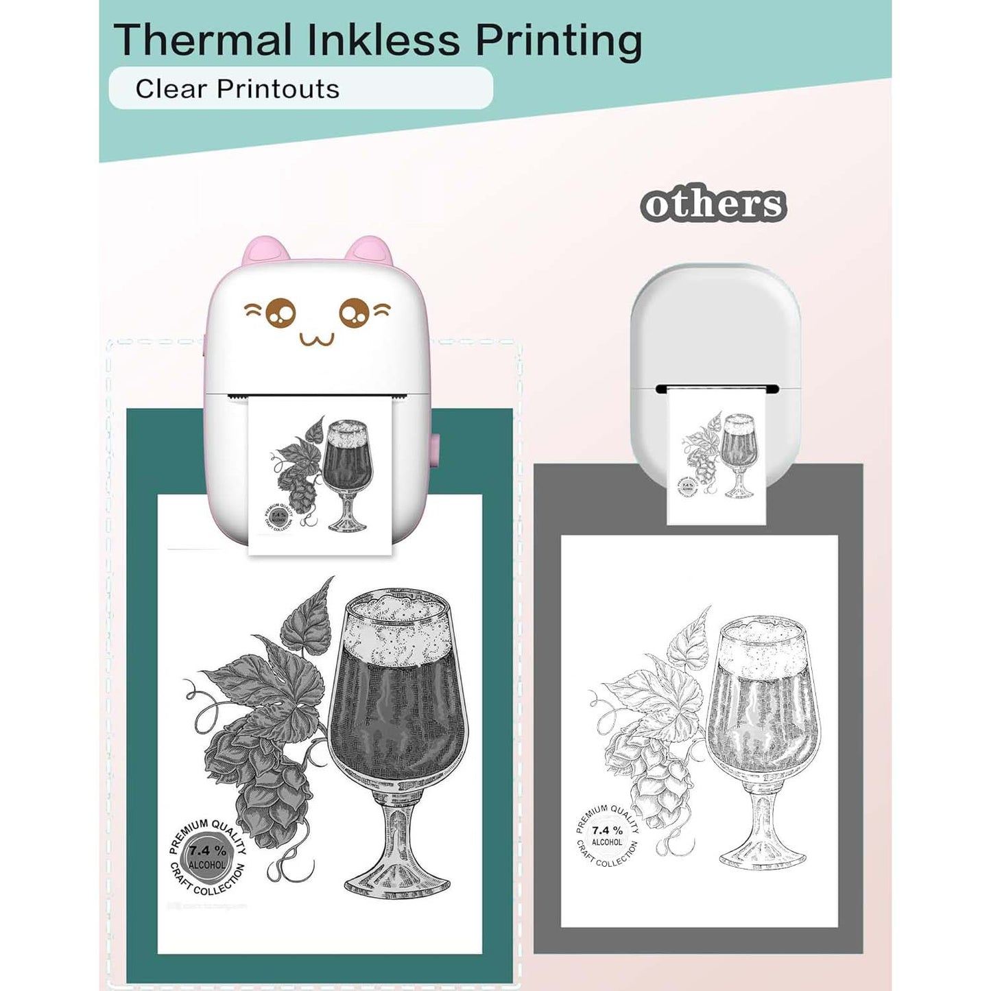 Portable Mini Sticker Printer. Inkless Bluetooth thermal printer for photos, memos & diary. iOS/Android compatible. Print on-the-go.