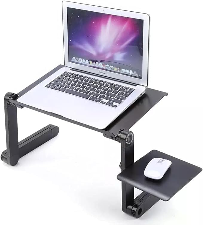 Adjustable Aluminum Laptop Desk | Ergonomic and Portable Folding Table Stand for Bedside or Couch Use | Perfect for Laptops and Tablets