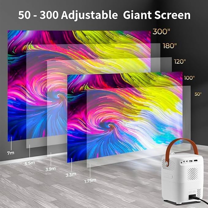 Portable Mini Projector | 1080P with 4K Ultra Clarity, Android 10.0, 5G Wi-Fi, Bluetooth, HDMI | Perfect for Home Cinema, Classroom, Office