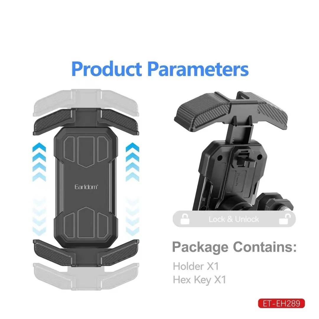 Universal Bike Mobile Stand (ET-EH289) | Adjustable Smartphone Holder for Bicycles, Motorcycles, and Bikes | One-Hand Operation, Multi-Perspective Adjustment, and Stable Clip Design