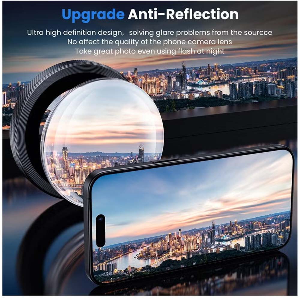 iPhone 14 Pro Max/15 Pro Camera Lens Protector - 3-Pack 9H Tempered Glass with Aluminum Alloy Ring (Black )