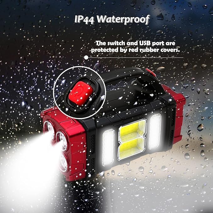 Solar Lantern Flashlight – USB Rechargeable, 4 Modes, Waterproof Portable Emergency Light for Camping, Hiking, and Power Outages (Multi)