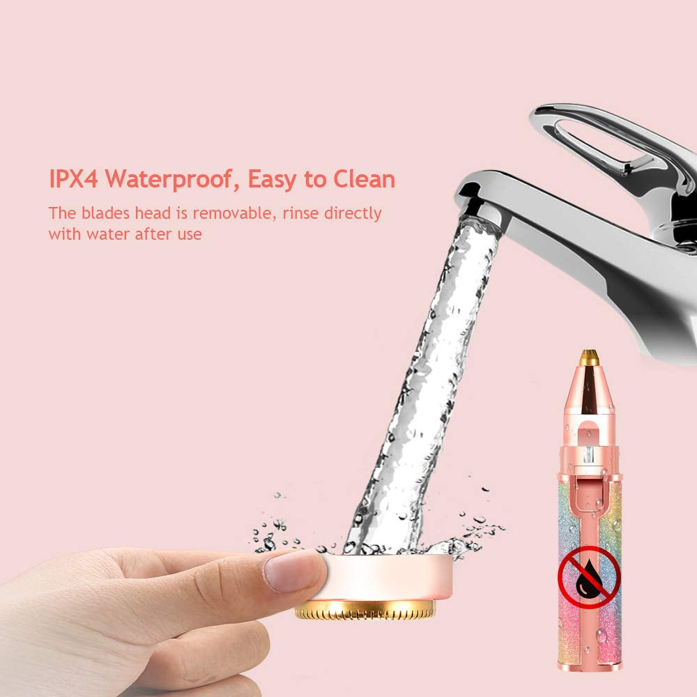2-in-1 Eyebrow & Facial Hair Remover - USB Rechargeable with Multi-Colors, Cleaning Brush & Precision Trimming