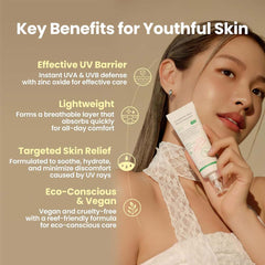 AXIS-Y No-Stress Physical Sunscreen V3. SPF 50 mineral sunblock with Niacinamide for sensitive, acne-prone skin. Vegan Korean skincare.