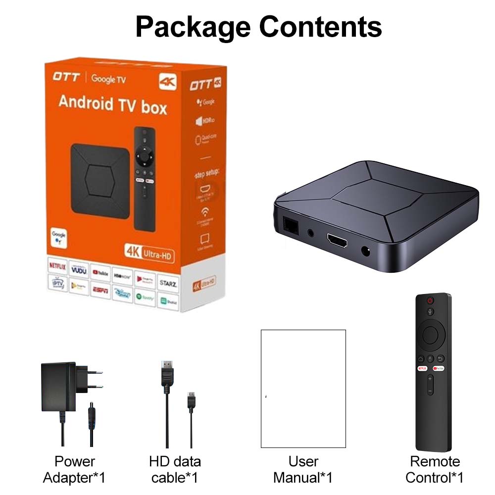 OTT 4K Android TV Box - Google TV Edition | Ultra HD Streaming | Voice Remote | Chromecast Built-in | Dolby Audio