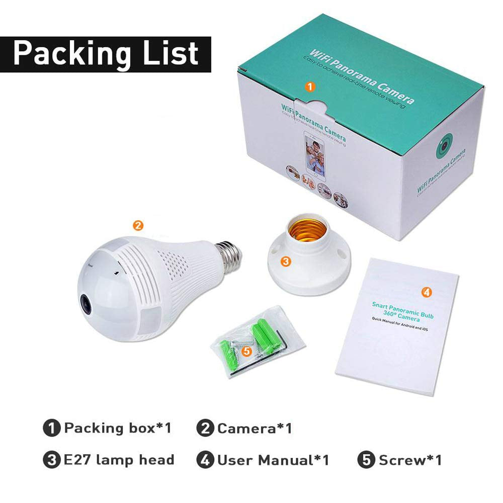 360° Hidden Spy Camera - 1080P HD WiFi Security Cam with Night Vision for Home/Baby Monitoring (iOS/Android)