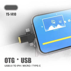YS-1410 3-in-1 OTG Adapter - USB 3.0, SD/TF Card Reader & Charging Port for Smartphones, Tablets & Laptops