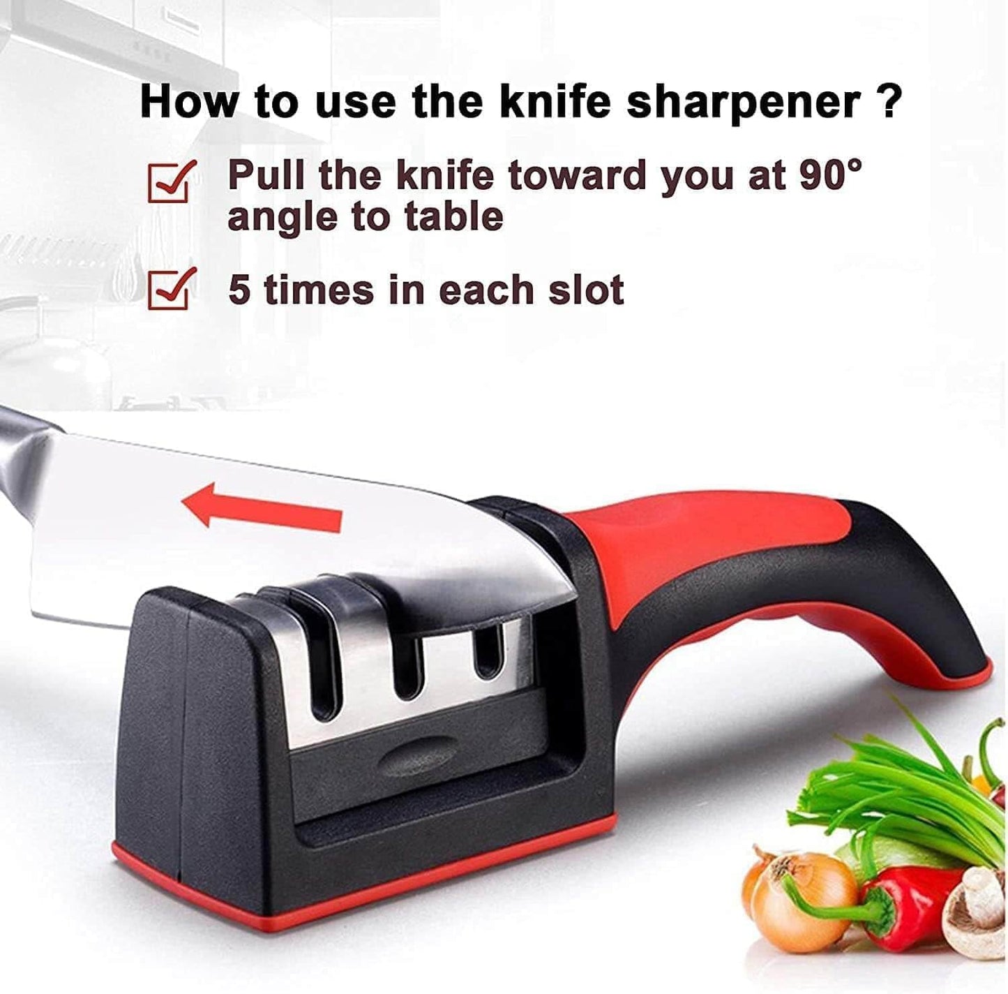 Compact Pull-Through Kitchen Knife Sharpener | Ideal for Chef, Scissors, Paring, & Serrated Knives | Efficient Blade Sharpening Tool for Home Kitchens