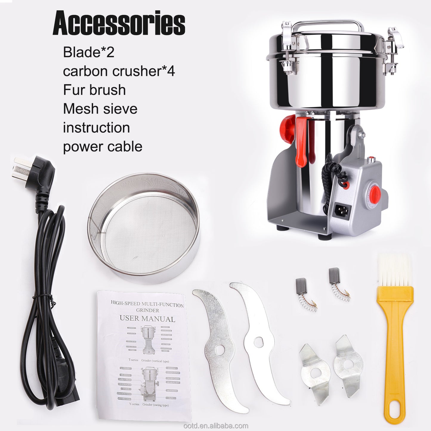 800g Food Grinder - Herb, Pepper, Flour & Rice Mill Machine for Home, Compact & Efficient Multi-Purpose Grinder