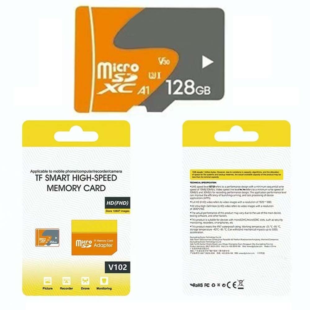 V102 128GB MicroSD Memory Card - Class 10 UHS-I High-Speed TF Storage for 4K Video, Gaming & Photography