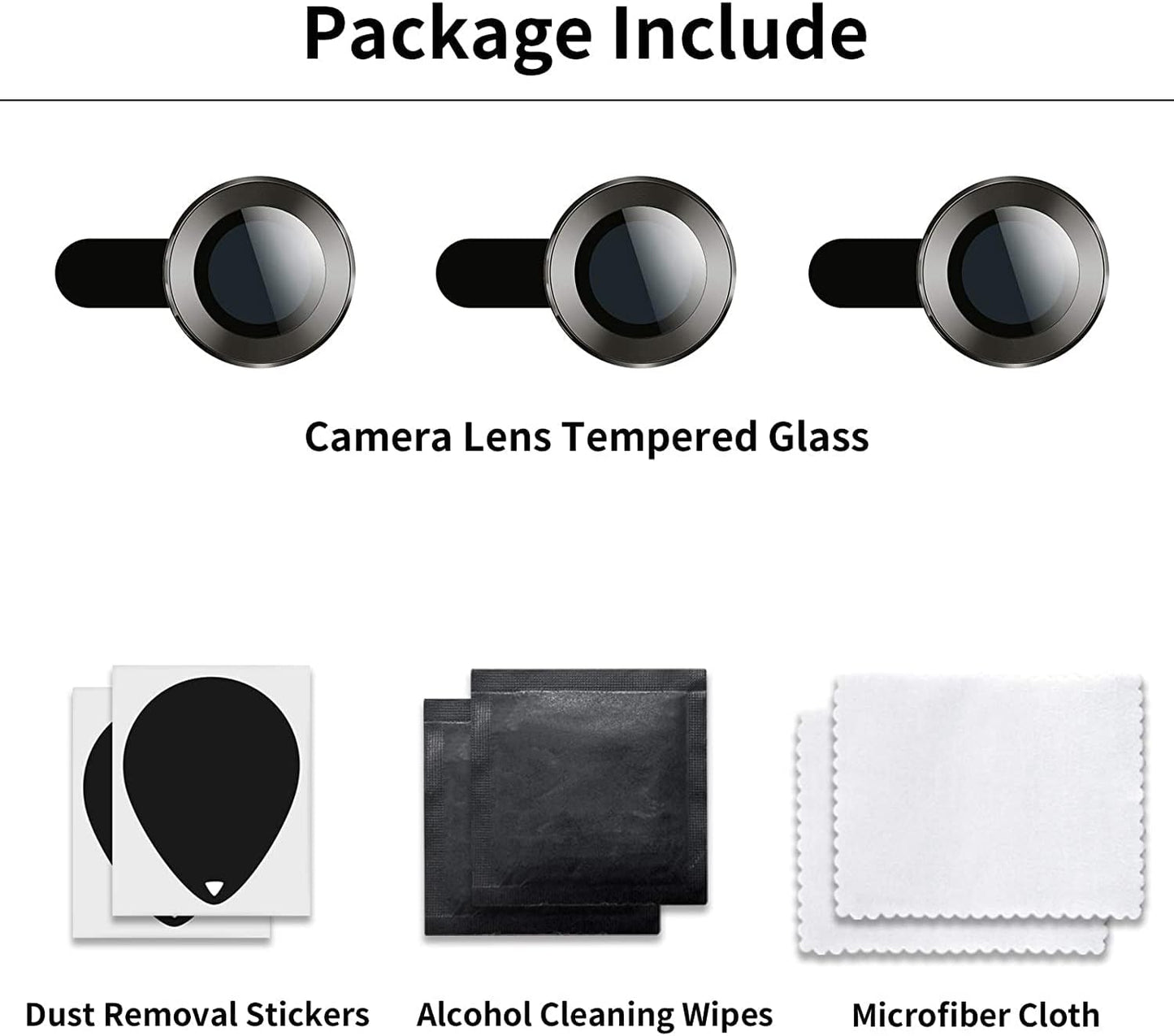 Camera Lens Protector for iPhone 13 Pro (6.1") and iPhone 13 Pro Max (6.7") – 9H Tempered Glass, Metal Individual Ring Cover, HD Clear, 1 Set