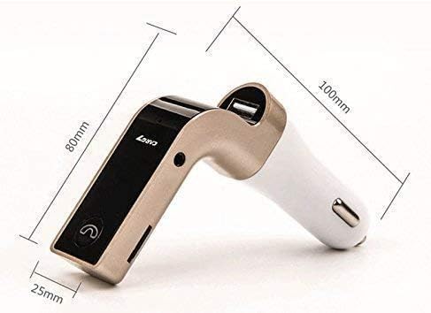 Car G7 LCD Bluetooth Car Charger FM Kit | MP3 Transmitter with USB & TF Card Slot | Hands-Free Calling | Compatible with All Android & iOS Devices | Golden