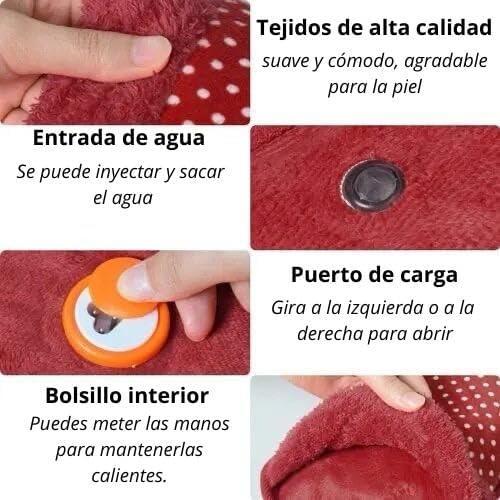 Rechargeable Electric Hot Water Bottle - Quick Heat in 15 Minutes, Portable & Effective for Muscle Pain Relief, Neck, Back, and Lumbar Pain, Warm Bed Companion - Soft, Durable, and Safe with 5-8 Hours Heat Retention