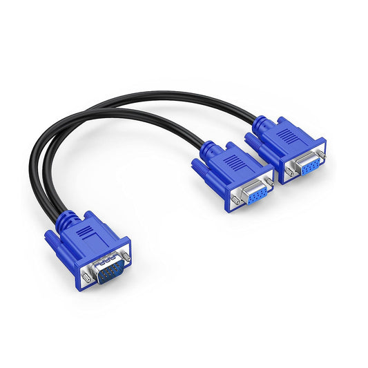 Dual VGA Splitter Cable: 1 Male to 2 Female Adapter for Dual Monitor Screen Duplication, High-Quality VGA Y Cable for PC, Laptop, and More.