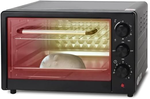 25L Electric Oven – Compact Countertop Oven with Even Heat Distribution, Timer, Baking Tray & Wire Rack for Baking, Roasting & Grilling
