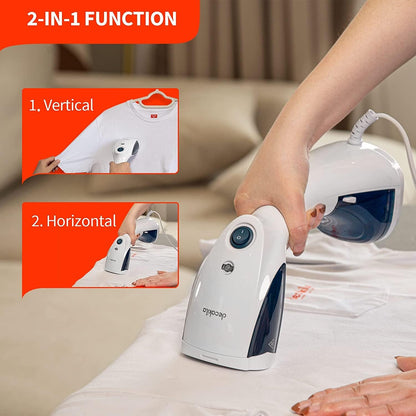 Portable Vertical Steam Iron | 1100W | Continuous Steam Output 28 g/min | Double Use Brush Head | 200ml Tank for Home and Travel