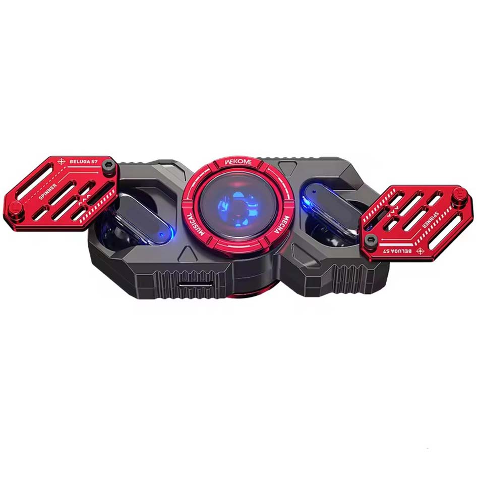 Fidget Spinner Earphones – Colorful Glow in The Dark, High-Speed & Silent, Cool Metal Gear Design, Stress Relief for Kids & Adults