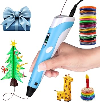 3D Pen Upgrade | Intelligent 3D Printing Pen with LCD Screen, Automatic Feeding | Includes 12 Colors PLA Filament Refills | Creative Gift for Kids