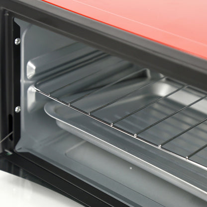 Multi-Function Electric Oven | 12L Mini Air Fryer Chicken Oven | Portable Tabletop Baking Oven with Bakeware & Rack | High-Temperature Mini Cake Oven for Home & Commercial Use (Red)