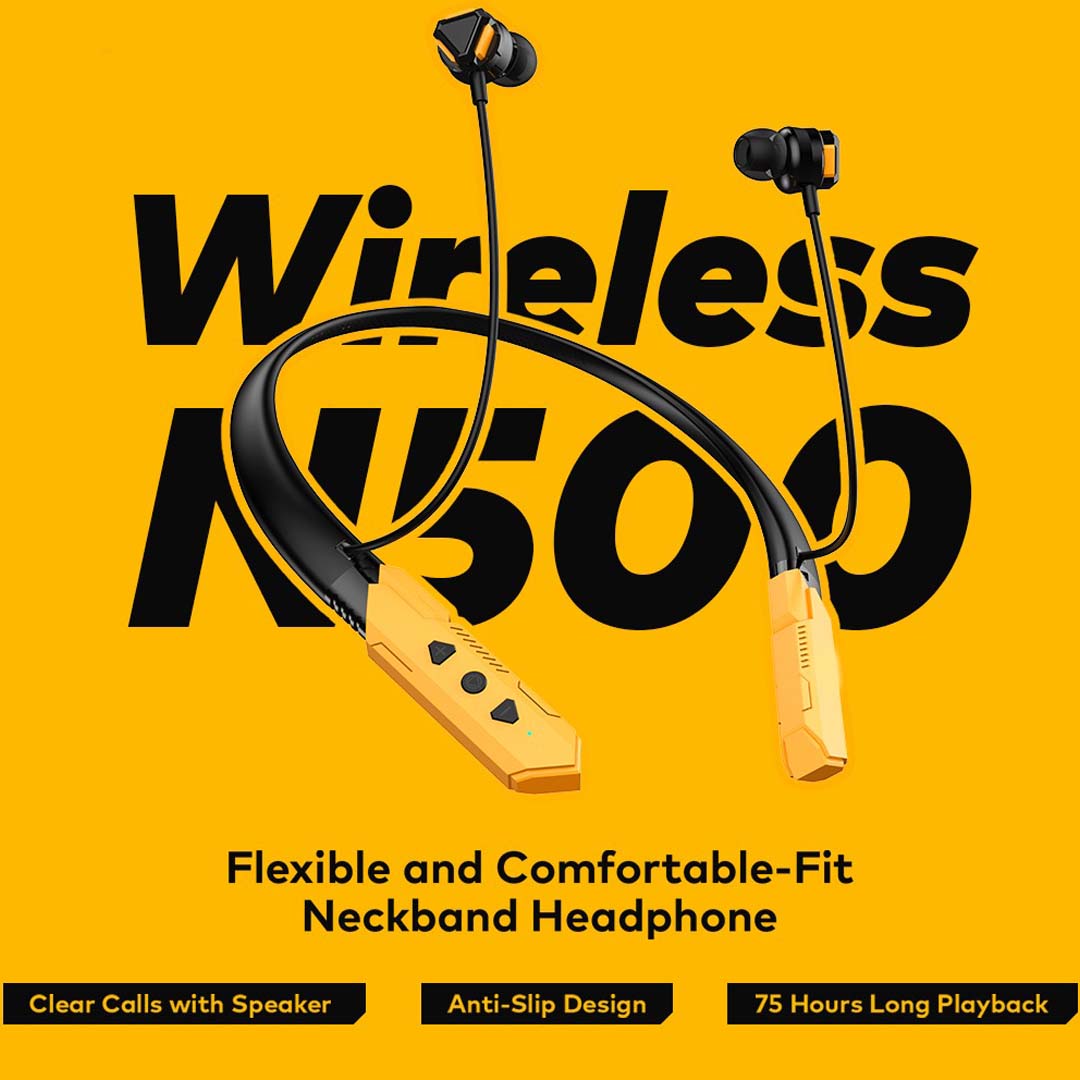 N500 Halter-neck Headphones. 75-hour battery life with flexible, comfortable neckband design for all-day wear.