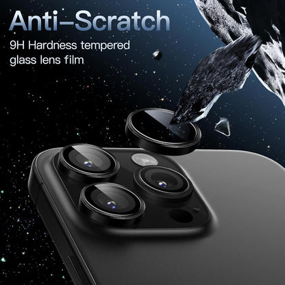 iPhone 16/17 Pro Max Camera Lens Protector - 3-Pack 9H Tempered Glass with Aluminum Alloy Ring, Anti-Scratch HD Cover (Black)