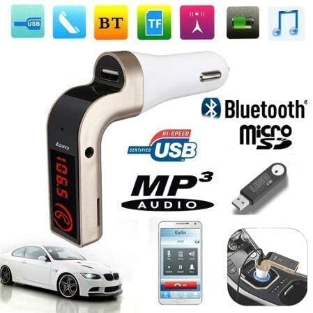 Car G7 LCD Bluetooth Car Charger FM Kit | MP3 Transmitter with USB & TF Card Slot | Hands-Free Calling | Compatible with All Android & iOS Devices | Golden