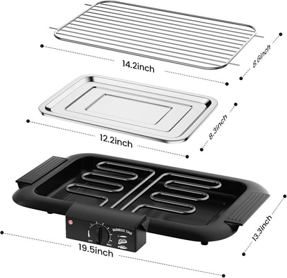 Smokeless Indoor/Outdoor Electric Grill | Portable Tabletop Grill with Adjustable Settings for Kitchen & BBQ | Perfect for Year-Round Grilling