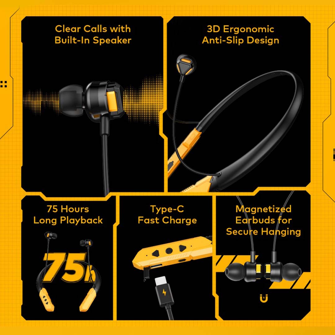 N500 Halter-neck Headphones. 75-hour battery life with flexible, comfortable neckband design for all-day wear.