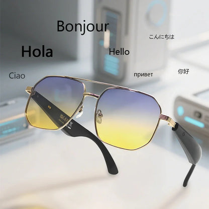 GY500 AI Sports Sunglasses - Wireless Translation, Music & Voice Control, Waterproof for Outdoor Activities