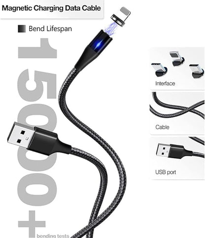 3-in-1 Magnetic Charging Cable | 3A Fast Charge | Compatible with Micro USB, Type C, and All iProduct Devices