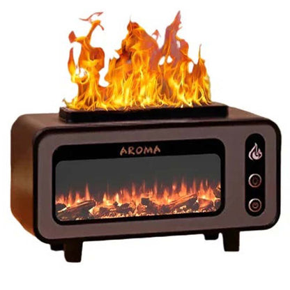 Wood Grain Fireplace Diffuser | 7-Color Flame Humidifier | Silent Auto Shut-Off Aroma Diffuser | Simulated Fire Light for Living Room, Bedroom