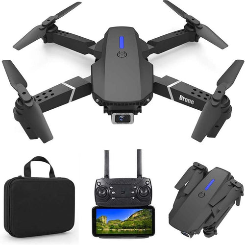8K Foldable Mini Drone - Dual Camera, WiFi FPV, Gesture Control, Android/iOS Compatible with Carry Case (Black)