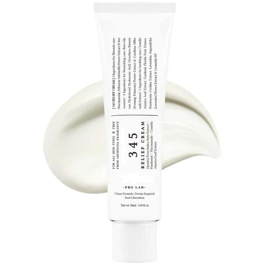 345 Relief Cream - Daily Face Moisturizer with Niacinamide & Panthenol, Soothing Blemish Care, Vegan Korean Skincare, 1.69oz