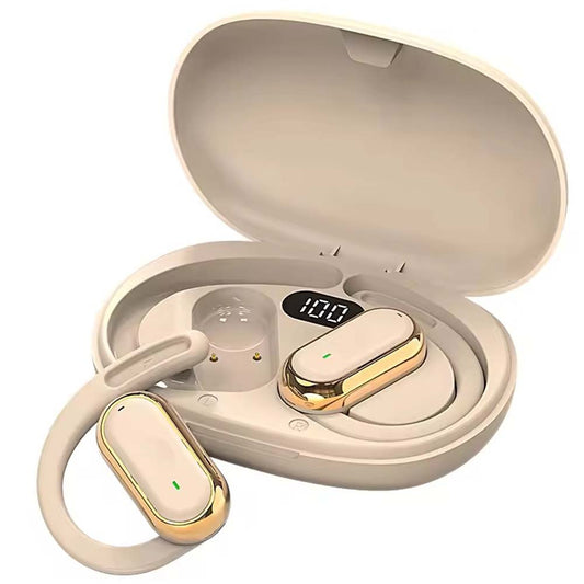 U-17H Wireless Sports Earbuds - Bluetooth 5.0, IPX5 Waterproof, Touch Control, Secure Fit for All Smartphones (Off-White)