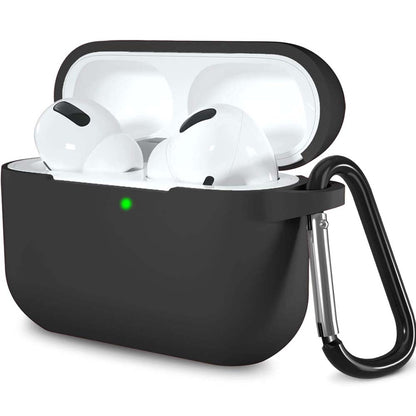 AC05 AirPods Pro Protective Case. Shockproof silicone cover with carabiner clip. Wireless charging compatible & LED visible.