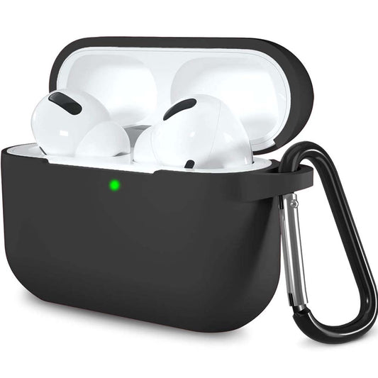 AC05 AirPods Pro Protective Case. Shockproof silicone cover with carabiner clip. Wireless charging compatible & LED visible.