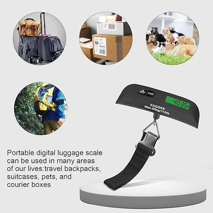 Travel Digital Luggage Scale – Portable Suitcase Weighing Scale with Temperature Display (110LB/50KG Capacity)