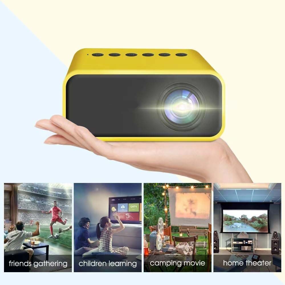 Mini Pocket Projector - HD Portable Movie Projector, Phone Screen Mirroring, Home Entertainment, Compact Yellow Design