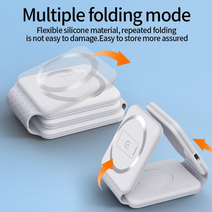 Foldable Magnet Wireless Charger | 3-in-1 Charging Bracket Stand | Compatible with iPhone, Android Phones, Watches, and AirPods