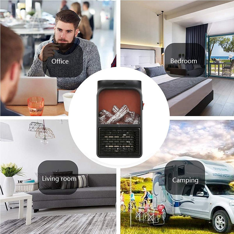 Portable Heater 500W | 220V Remote Control Flame Heater for Efficient Home & Office Heating