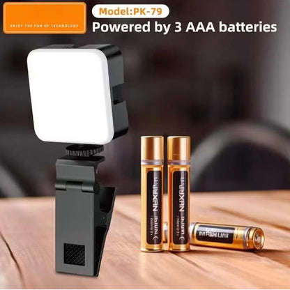 PK79 Mini LED Video Light - 6000K Dimmable 5.5W Fill Lamp with Universal Mount for DSLR, Phone & Laptop