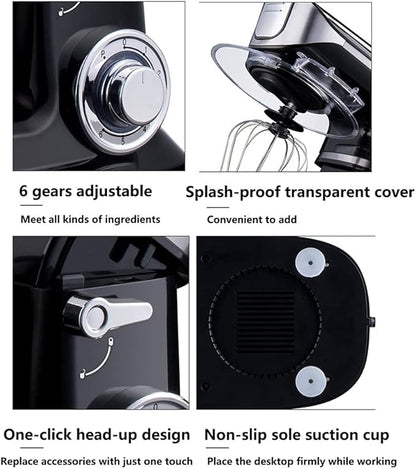Electric Stand Mixer | Multifunctional Planetary Blender & Food Processor | Perfect Kitchen Appliance and Gift for Housewives (Color: Black)