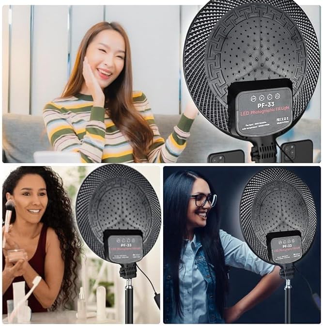 PF-33 LED Round Fill Light – Remote-Controlled Touch Assist Lighting for Photography and Live Streaming