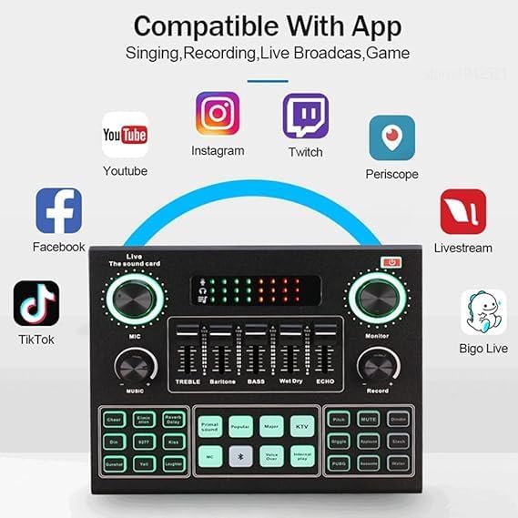 V9 Audio Mixer – Versatile Sound Board with Multi-Channel Capability, Voice Changer, and Effects for Streaming, Gaming, and Podcasting