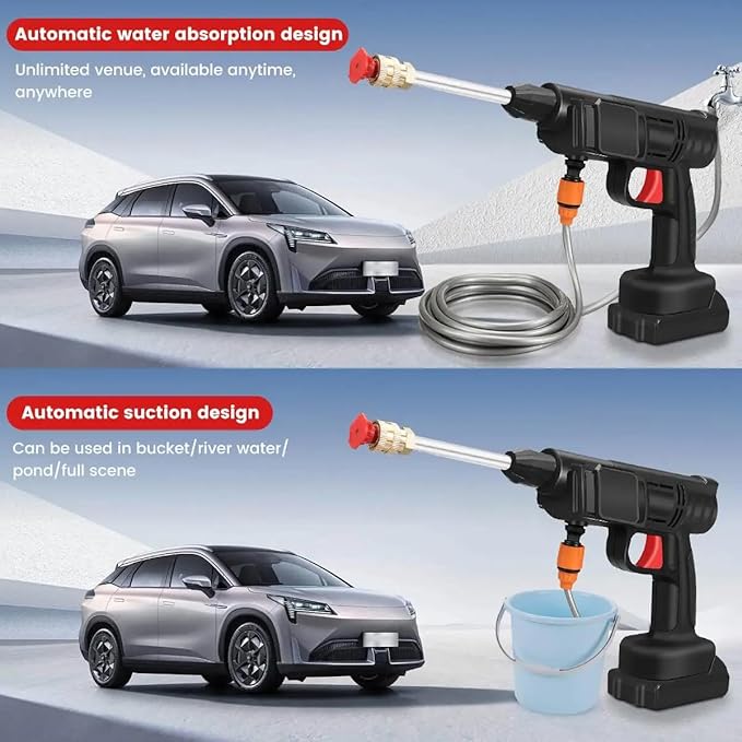 20000mAh Cordless High Pressure Washer Spray Gun | Car Wash and Cleaning Machine | Compatible with Makit 18V Battery