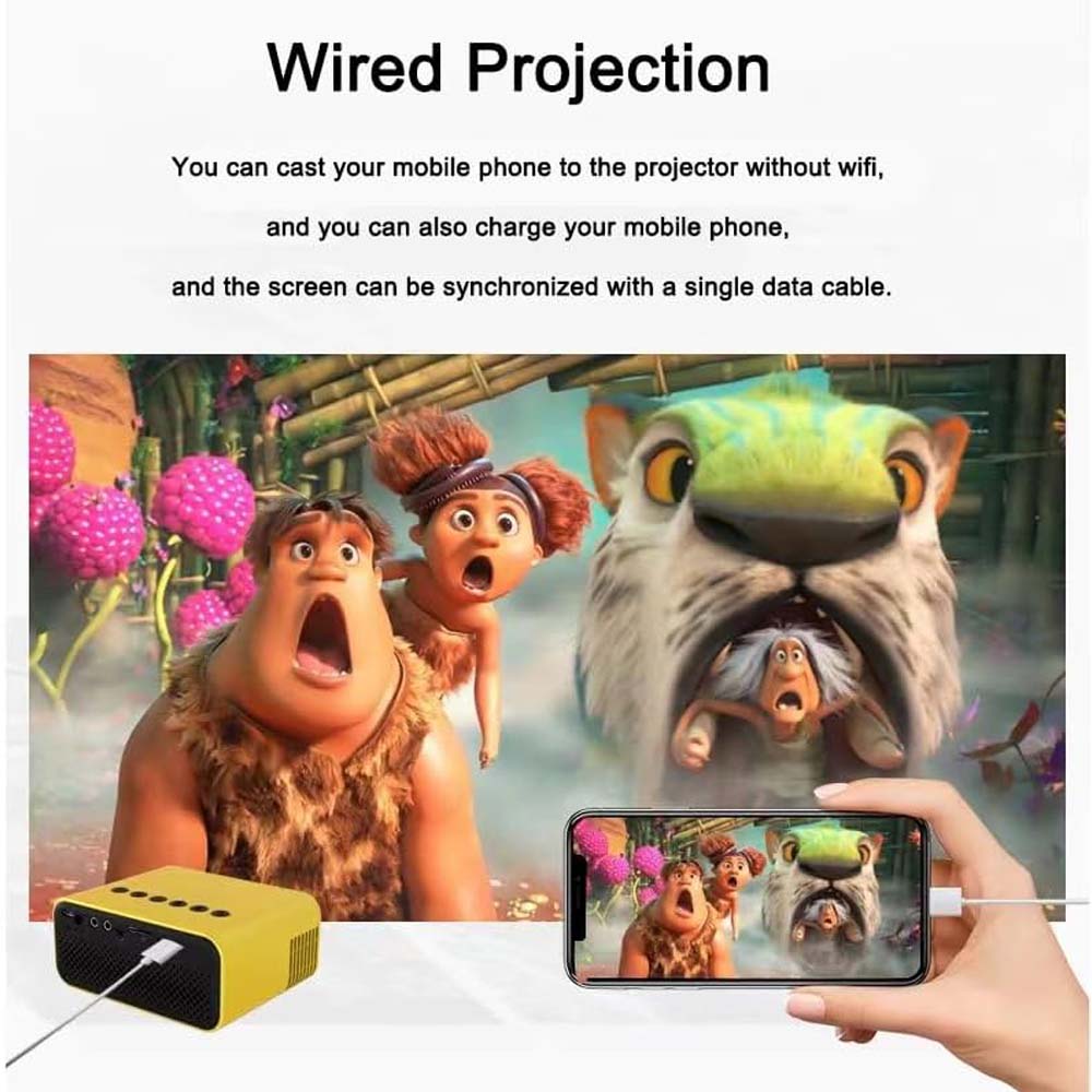 Mini Pocket Projector - HD Portable Movie Projector, Phone Screen Mirroring, Home Entertainment, Compact Yellow Design